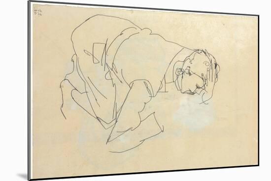 Erich Lederer in Profile, Hand to Head, 1912-Egon Schiele-Mounted Giclee Print