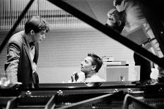 Marceau with Stan Laurel, who visited Marceau in his dressing room. Paris, 1951.-Erich Lessing-Photographic Print