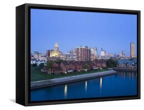 Erie Basin Marina and City Skyline, Buffalo, New York State, USA-Richard Cummins-Framed Stretched Canvas