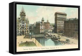 Erie Canal and Opera House, Syracuse, New York-null-Framed Stretched Canvas