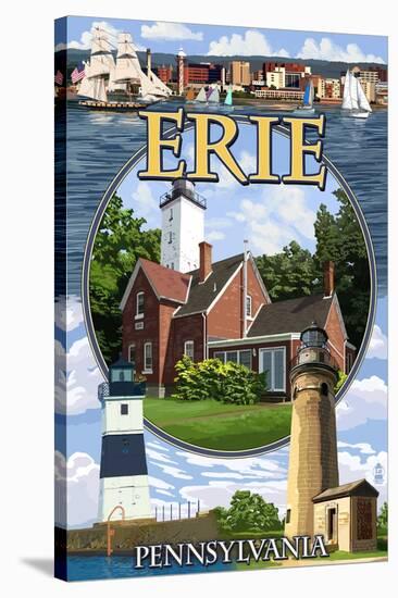 Erie, Pennsylvania - Montage Scenes-Lantern Press-Stretched Canvas