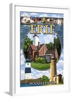 Erie, Pennsylvania - Montage Scenes-Lantern Press-Framed Art Print