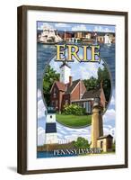 Erie, Pennsylvania - Montage Scenes-Lantern Press-Framed Art Print