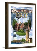 Erie, Pennsylvania - Montage Scenes-Lantern Press-Framed Art Print