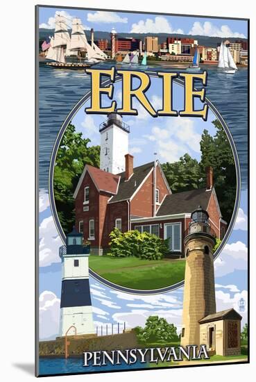 Erie, Pennsylvania - Montage Scenes-Lantern Press-Mounted Art Print