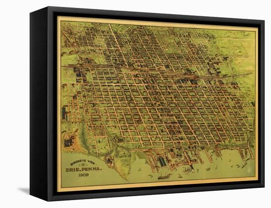 Erie, Pennsylvania - Panoramic Map-Lantern Press-Framed Stretched Canvas