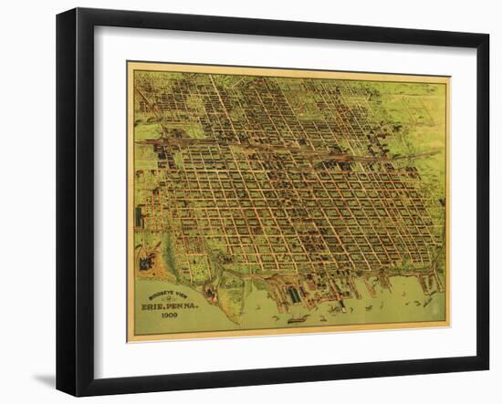 Erie, Pennsylvania - Panoramic Map-Lantern Press-Framed Art Print