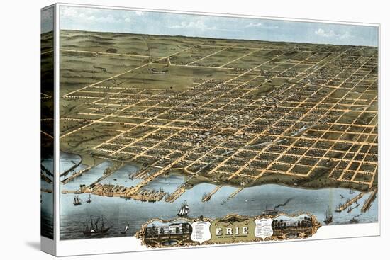 Erie, Pennsylvania - Panoramic Map-Lantern Press-Stretched Canvas