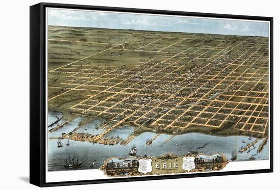 Erie, Pennsylvania - Panoramic Map-Lantern Press-Framed Stretched Canvas