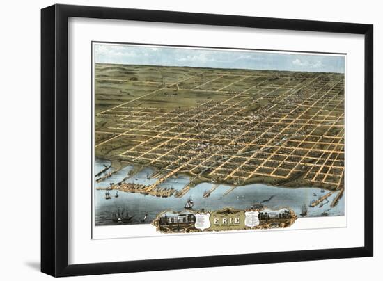 Erie, Pennsylvania - Panoramic Map-Lantern Press-Framed Art Print