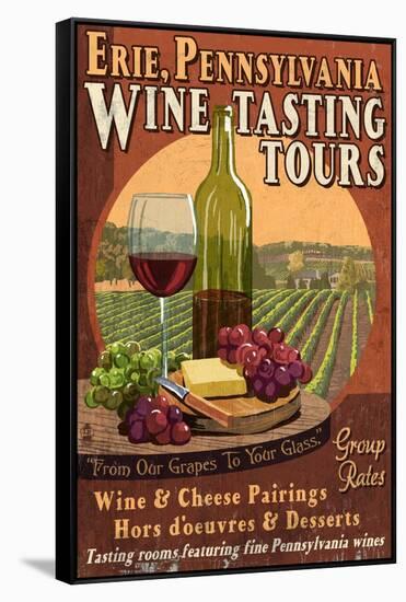 Erie, Pennsylvania - Wine Tasting-Lantern Press-Framed Stretched Canvas