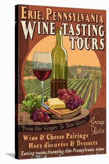 Erie, Pennsylvania - Wine Tasting-Lantern Press-Stretched Canvas