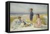 Erik, Else, Ove and Birthe Schultz on a Beach, 1919-Gabriel Oluf Jensen-Framed Stretched Canvas