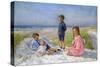 Erik, Else, Ove and Birthe Schultz on the Beach, 1919-Gabriel Jensen-Stretched Canvas