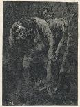 Woodcutter Keeps Prudently out of the Way of Some Very Large Trolls-Erik Werenskjold-Laminated Photographic Print