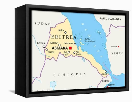 Eritrea Political Map-Peter Hermes Furian-Framed Stretched Canvas