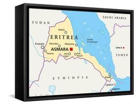 Eritrea Political Map-Peter Hermes Furian-Framed Stretched Canvas