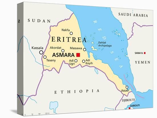 Eritrea Political Map-Peter Hermes Furian-Stretched Canvas