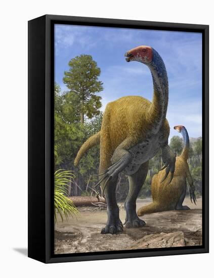 Erlikosaurus Andrewsi Dinosaurs in a Prehistoric Environment-null-Framed Stretched Canvas