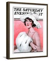 "Ermine Muff," Saturday Evening Post Cover, January 6, 1923-Ellen Pyle-Framed Giclee Print