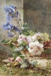 A Still Life with Irises and Roses in a Basket-Ermocrate Bucchi-Framed Stretched Canvas