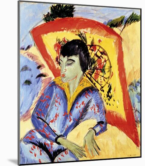 Erna with Japanese Umbrella-Ernst Ludwig Kirchner-Mounted Premium Giclee Print