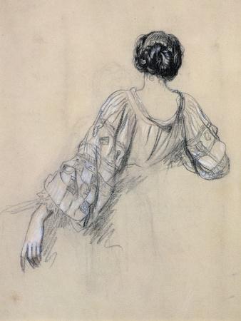Back of a Young Woman (Study for 'La Malaria') (Chalk on Paper)