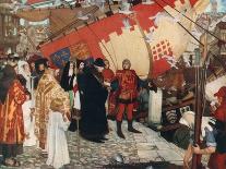 The Departure of John and Sebastian Cabot from Bristol in 1497, C1900-1930-Ernest Board-Stretched Canvas