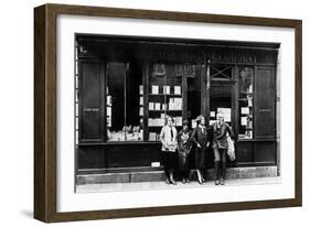 Ernest Hemingway and Sylvia Beach Infront of the 'Shakespeare and Company' Bookshop, Paris, 1928-null-Framed Photo