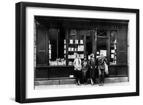 Ernest Hemingway and Sylvia Beach Infront of the 'Shakespeare and Company' Bookshop, Paris, 1928-null-Framed Photo