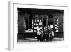 Ernest Hemingway and Sylvia Beach Infront of the 'Shakespeare and Company' Bookshop, Paris, 1928-null-Framed Photo