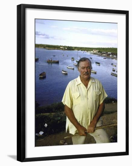 Ernest Hemingway at a Cuban Fishing Village Like the One in His Book "The Old Man and the Sea"-Alfred Eisenstaedt-Framed Premium Photographic Print