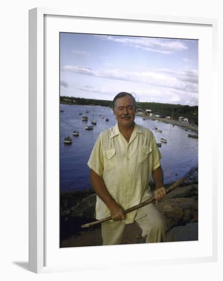 Ernest Hemingway at a Cuban Fishing Village Like the One Used in His Book "The Old Man and the Sea"-Alfred Eisenstaedt-Framed Premium Photographic Print