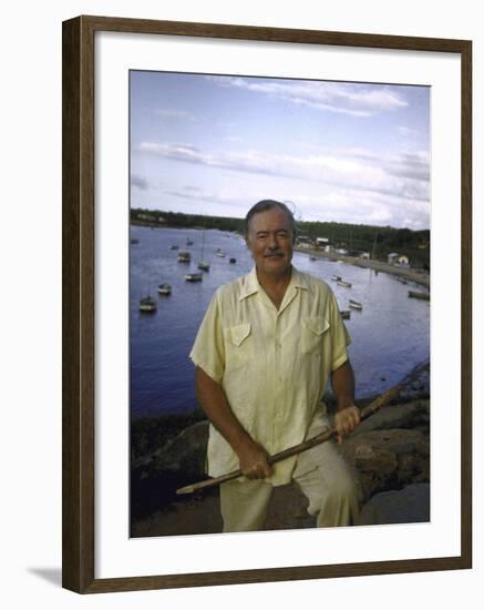 Ernest Hemingway at a Cuban Fishing Village Like the One Used in His Book "The Old Man and the Sea"-Alfred Eisenstaedt-Framed Premium Photographic Print