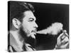 Ernesto 'Che' Guevara Exhaling Plume of Cigar, NYC, 1964-null-Stretched Canvas