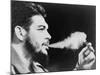 Ernesto 'Che' Guevara Exhaling Plume of Cigar, NYC, 1964-null-Mounted Photo