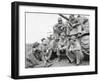 Ernie Pyle, Famous War Correspondent, and a U.S. Tank Crew at the Anzio Beachhead, Italy-null-Framed Photo