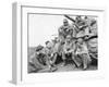 Ernie Pyle, Famous War Correspondent, and a U.S. Tank Crew at the Anzio Beachhead, Italy-null-Framed Photo