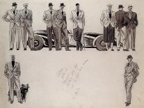 Fashion Design for 'Adam', Depicting Ten Male Models Standing by a Car-Ernst Deutsch-dryden-Framed Giclee Print