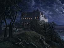 Scharfenberg Castle by night. 1827-Ernst Ferdinand Oehme-Giclee Print