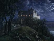 Scharfenberg Castle by night. 1827-Ernst Ferdinand Oehme-Framed Giclee Print