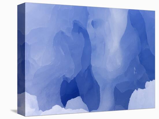 Eroded Blue Iceberg Floating at South Georgia Island-John Eastcott & Yva Momatiuk-Stretched Canvas