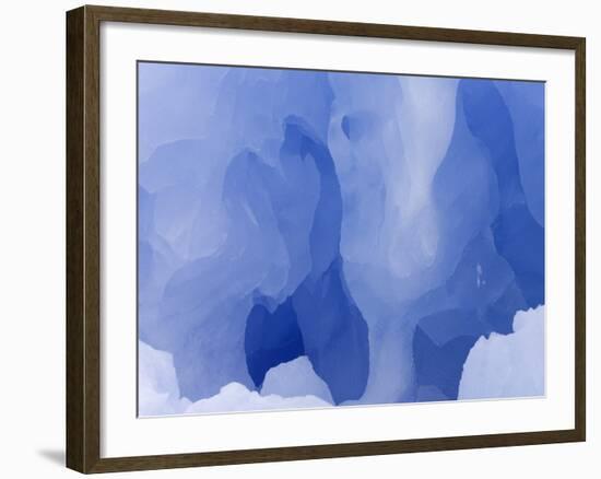 Eroded Blue Iceberg Floating at South Georgia Island-John Eastcott & Yva Momatiuk-Framed Photographic Print