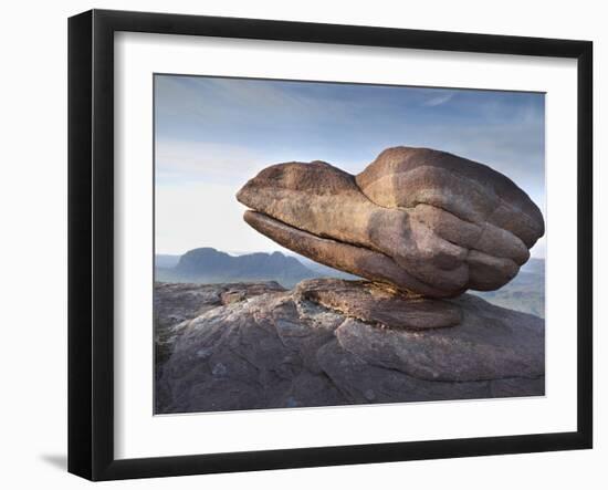 Eroded Rock on Summit of Cul Mor with Suilven Mountain in the Background, Assynt Mountains, UK-Joe Cornish-Framed Photographic Print