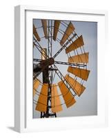 Erongo Region, Okahandja, the Fins of a Windmill Highlighted by the Setting Sun, Namibia-Mark Hannaford-Framed Photographic Print