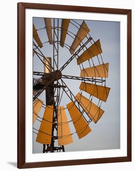 Erongo Region, Okahandja, the Fins of a Windmill Highlighted by the Setting Sun, Namibia-Mark Hannaford-Framed Photographic Print