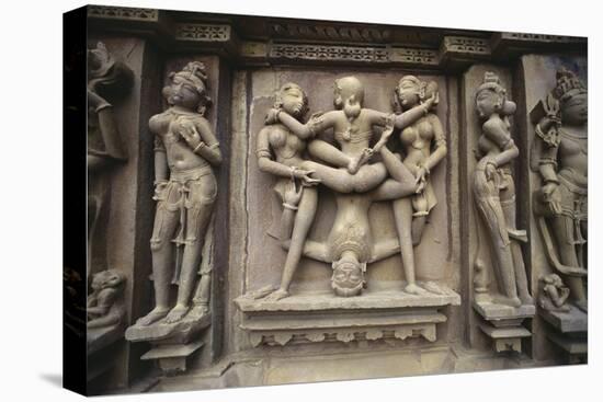 Erotic Images on Exterior of Kandariya Mahadeva Temple-null-Stretched Canvas