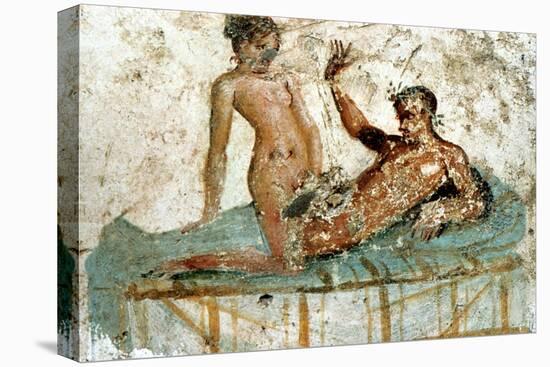 Erotic mural, Pompeii, Italy. Artist: Unknown-Unknown-Stretched Canvas