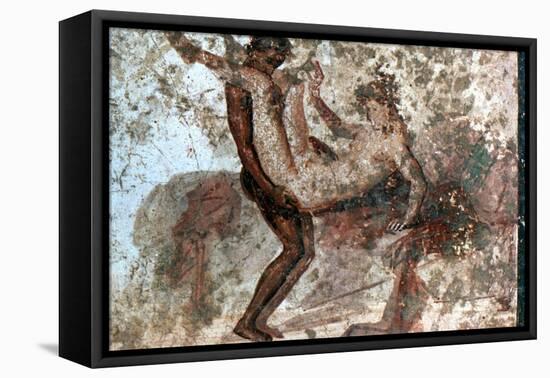 Erotic mural, Pompeii, Italy. Artist: Unknown-Unknown-Framed Stretched Canvas