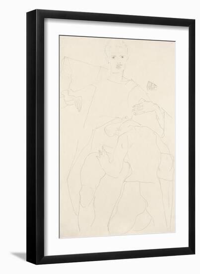 Erotic Scene (Self-Portrait); Erotische Szene (Selbstportrat), 1911-Egon Schiele-Framed Giclee Print